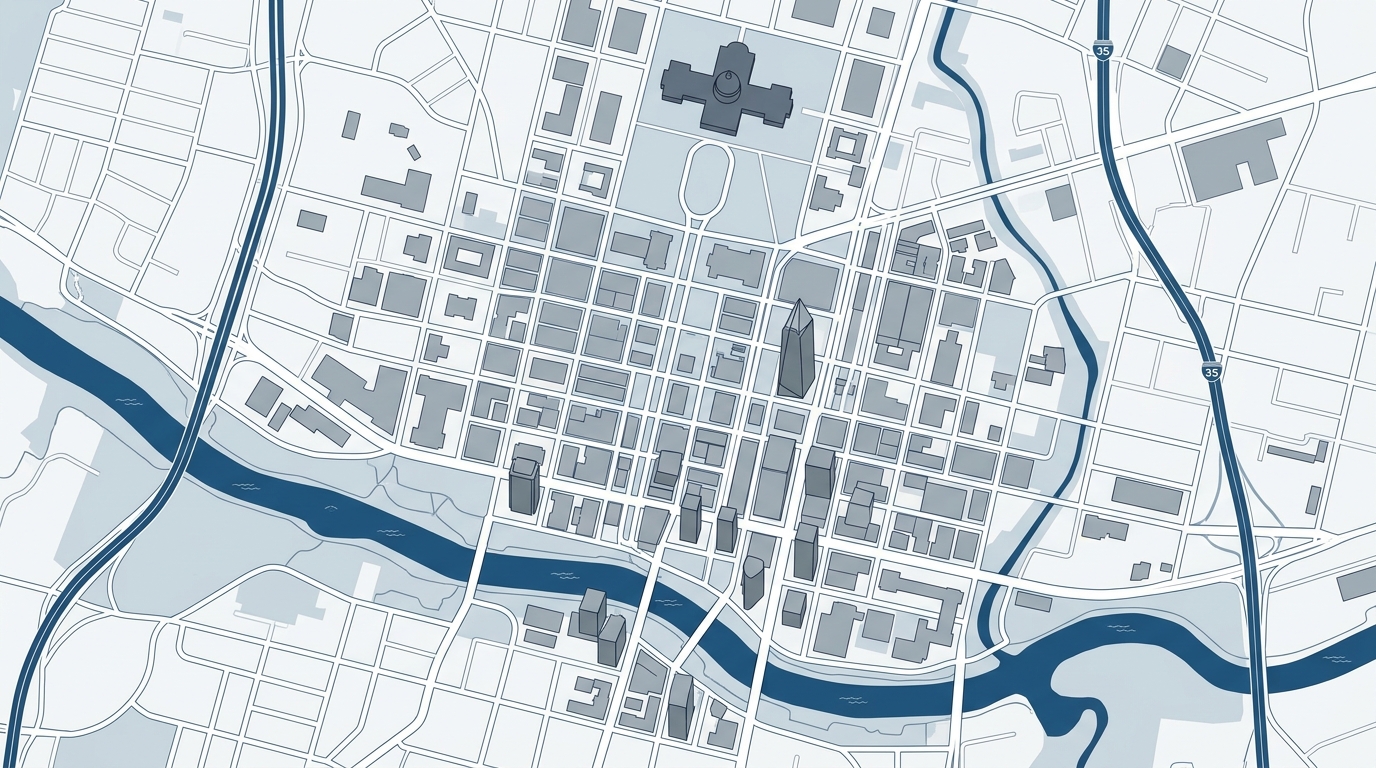 Map indicating Austin Texas location